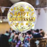 TRANSPARENT BALLOON WITH HAPPY ANNIVERSARY STICKER