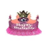 HAPPY BIRTHDAY FOAM GLITTER CROWN WITH NET